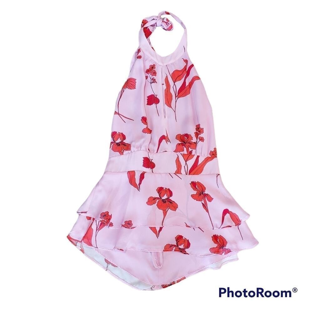 Parker Halter Top Floral Keyhole Tiered Ruffles Sz S